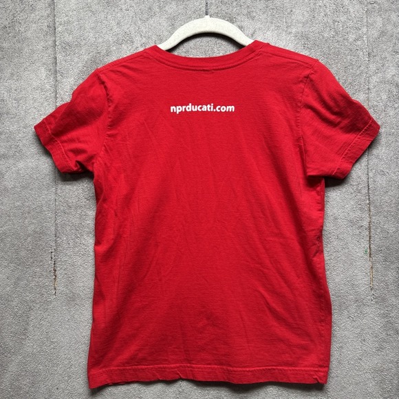 american apparel Youth T Shirt 12‎ NPR Ducati Red Racing Car Short Sleeve - Picture 8 of 9